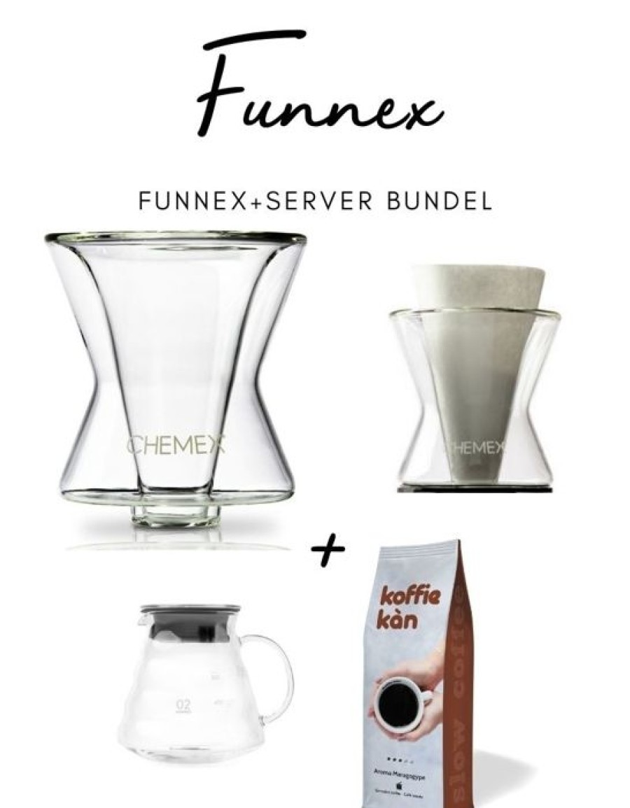 Accessoires Koffie Kan Koffiezetapparaten | Funnex Brewer & Papier + Hario Server Bundel